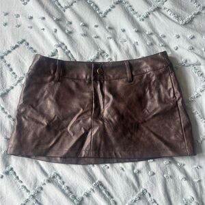 Edikted Brown Faux Leather Mini skort - Women's
